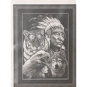 "Indian & Friends" Cross Stitch Chart Pattern Aida